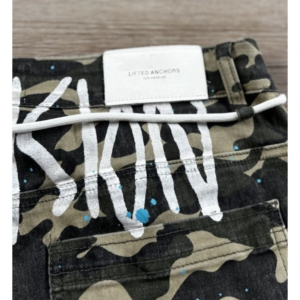 Lifted Anchors Custom Graphic Camo Cargo Men's Pants Size 34 Streetwear LA